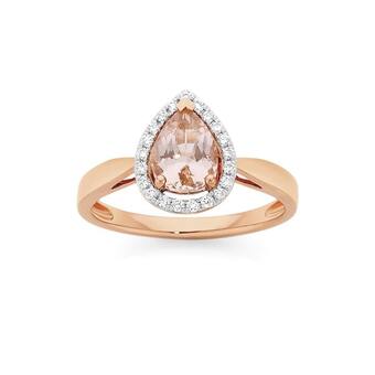 Angus & Coote 9ct rose gold morganite & diamond ring offer