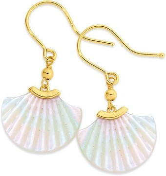 Angus & Coote 9ct gold mother of pearl fan hook drop earrings offer