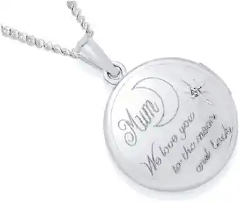 Angus & Coote Sterling silver round diamond set mum love you locket offer