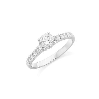 Angus & Coote 18ct white gold diamond shoulder solitaire ring offer