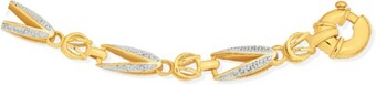 Angus & Coote 9ct gold two tone 19cm solid tulip link bolt ring bracelet offer