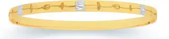 9ct gold two tone 65mm lotus engraved bangle