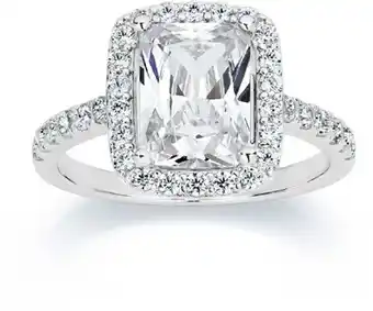 Sterling silver emerald cut cz with border ring