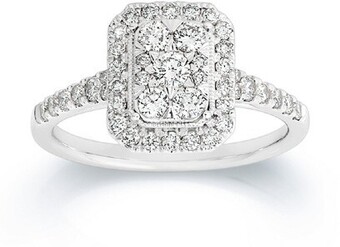 Angus & Coote 9ct white gold diamond emerald shape ring offer
