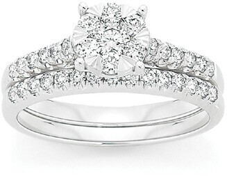 Angus & Coote 9ct white gold diamond cluster bridal set offer