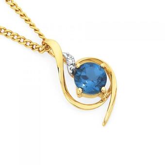 Goldmark 9ct gold london blue topaz & diamond slider pendant offer