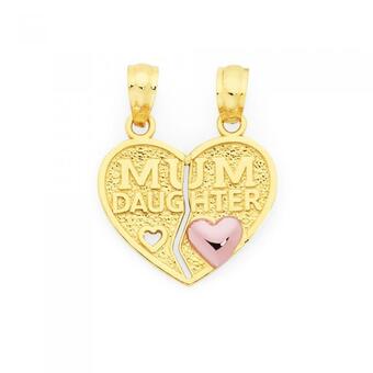 9ct gold mum & daughter break pendant