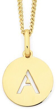 Goldmark 9ct gold initial a sanserif round disc pendant offer