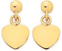 Goldmark 9ct gold dome with heart drops stud earrings offer