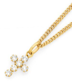 Goldmark 9ct gold 10mm cubic zirconia cross pendant offer