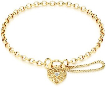 Goldmark 9ct gold 19cm solid belcher diamond padlock bracelet offer