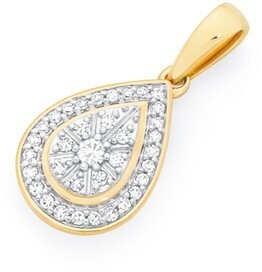 Goldmark 9ct gold diamond pear shape pendant offer