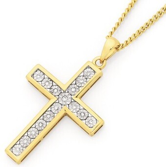 Goldmark 9ct gold diamond cross pendant offer