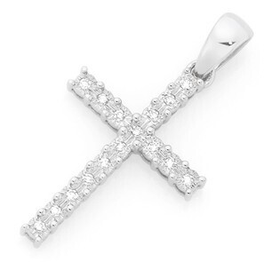 Goldmark 9ct white gold diamond cross pendant offer