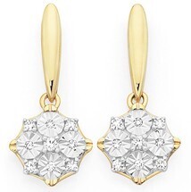 Goldmark 9ct gold diamond cluster drop earrings offer