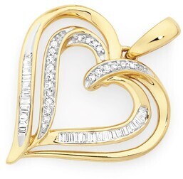 Goldmark 9ct gold diamond double heart pendant offer