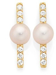 Goldmark 9ct gold cultured freshwater pearl & cubic zirconia bar stud earrings offer