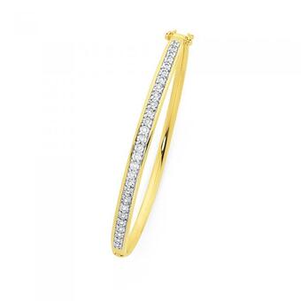 Goldmark 9ct gold diamond miracle set hinge bangle offer