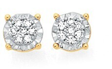 Goldmark 9ct gold diamond miracle set cluster stud earrings offer