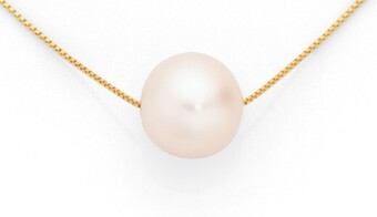 Goldmark 9ct gold cultured freshwater pearl slider pendant on a 9ct gold fine box chain offer