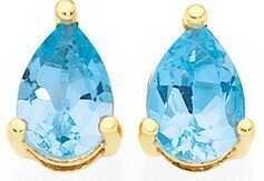 Goldmark 9ct gold sky blue topaz pear stud earrings offer