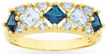 Goldmark 9ct gold london & sky blue topaz dress band offer