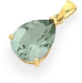 Goldmark 9ct gold green amethyst pear pendant offer
