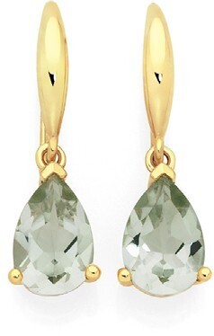 Goldmark 9ct gold green amethyst pear shape earrings offer