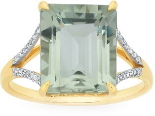 Goldmark 9ct gold green amethyst emerald cut dress ring offer