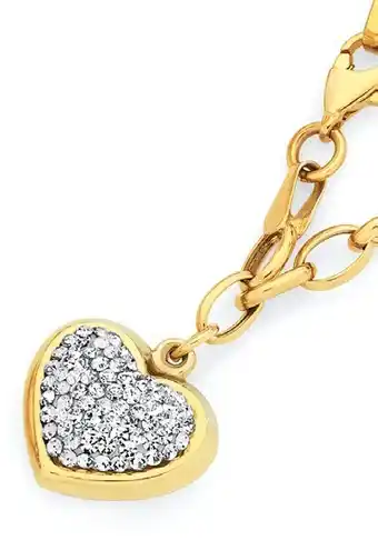 Goldmark 9ct gold on silver 19cm crystal heart charm bracelet offer