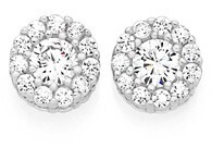 Goldmark Sterling silver cubic zirconia cluster stud earrings offer