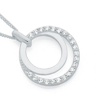 Goldmark Sterling silver cubic zirconia & plain circles pendant offer