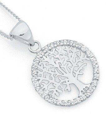 Goldmark Sterling silver tree of life in cubic zirconia circle pendant offer