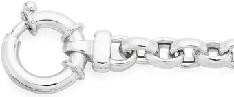 Sterling silver 19cm oval belcher with bolt clip bracelet