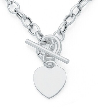 Goldmark Sterling silver oval belcher heart fob necklet offer