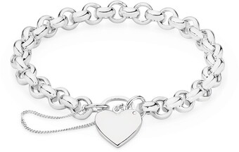Goldmark Sterling silver large belcher plain padlock bracelet offer