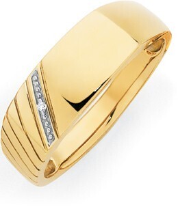Goldmark 9ct gold gents diamond set ring offer