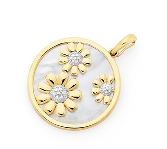Goldmark 9ct gold mother of pearl triple sunflower enhancer offer