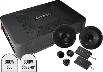 Autobarn Kicker 8” hideaway subwoofer with built-in amplifier & cs series 6.5” component speaker system combo deal* offer