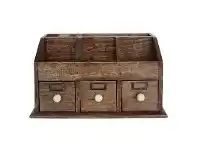 Porto Mango Wood Desk Stationary Organiser