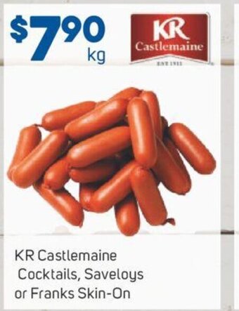 Foodland KR Castlemaine Cocktails, Saveloys or Franks Skin-On offer