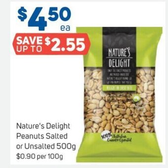 Nature's Delight Peanuts Salted or Unsalted 500g