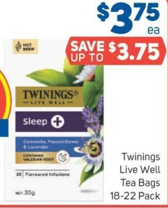 Foodland Twinings Live Well Tea Bags 18-22 Pack offer