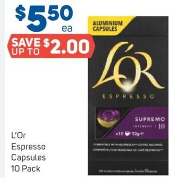 Foodland L'Or Espresso Capsules 10 Pack offer
