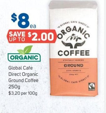 Foodland Global Cafe Direct Organic Ground Coffee 250g offer