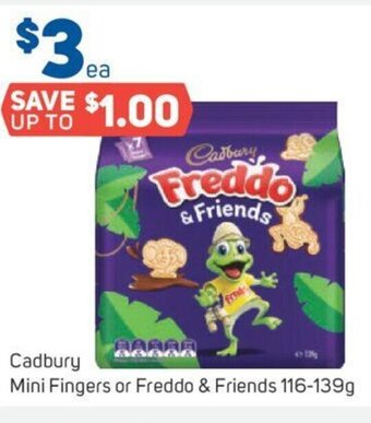 Cadbury Mini Fingers or Freddo & Friends 116-139g