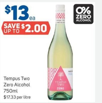 Foodland TEMPUS TWO ZERO ALCOHOL 750ml offer