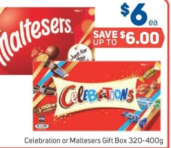 Foodland Celebration or Maltesers Gift Box 320-400g offer