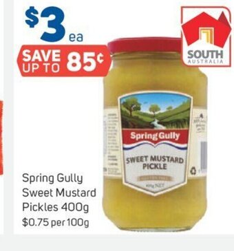 Foodland Spring Gully Sweet Mustard Pickles 400g offer