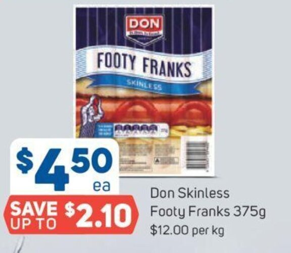 DON SKINLESS FOOTY FRANKS offer at Foodland